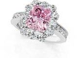 White gold Fancy Pink Radiant Cut Cut Halo Diamond Pavé Engagement Ring with Milgrain Detailing_13