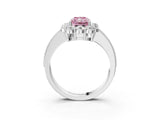 White gold Fancy Pink Radiant Cut Cut Halo Diamond Pavé Engagement Ring with Milgrain Detailing_15