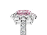 White gold Fancy Pink Radiant Cut Cut Halo Diamond Pavé Engagement Ring with Milgrain Detailing_17