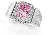 White gold Fancy Pink Radiant Cut Cut Halo Split Shank Prong Set Ring_1