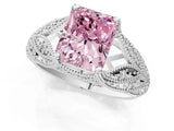 White gold Fancy Pink Radiant Cut Cut Milgrain Pave Diamond Engagement Ring with Four-Prong Setting_28