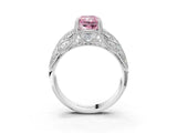 White gold Fancy Pink Radiant Cut Cut Milgrain Pave Diamond Engagement Ring with Four-Prong Setting_30