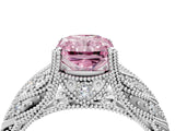 White gold Fancy Pink Radiant Cut Cut Milgrain Pave Diamond Engagement Ring with Four-Prong Setting_31