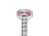 White gold Fancy Pink Radiant Cut Cut Pave Band Milgrain Solitaire Ring_11