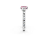 White gold Fancy Pink Radiant Cut Cut Pave Band Milgrain Solitaire Ring_2