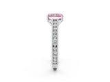White gold Fancy Pink Radiant Cut Cut Pave Band Milgrain Solitaire Ring_8