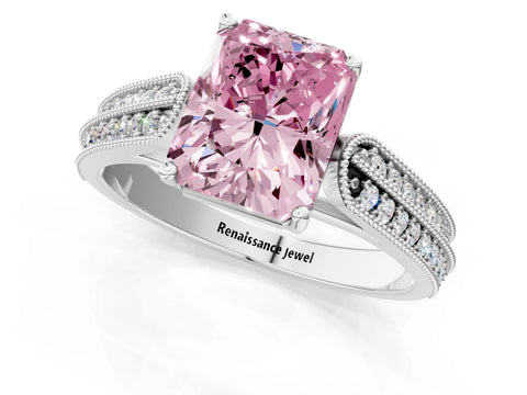 White gold Fancy Pink Radiant Cut Cut Pave Split Shank Engagement Ring with Four-Prong Setting_13
