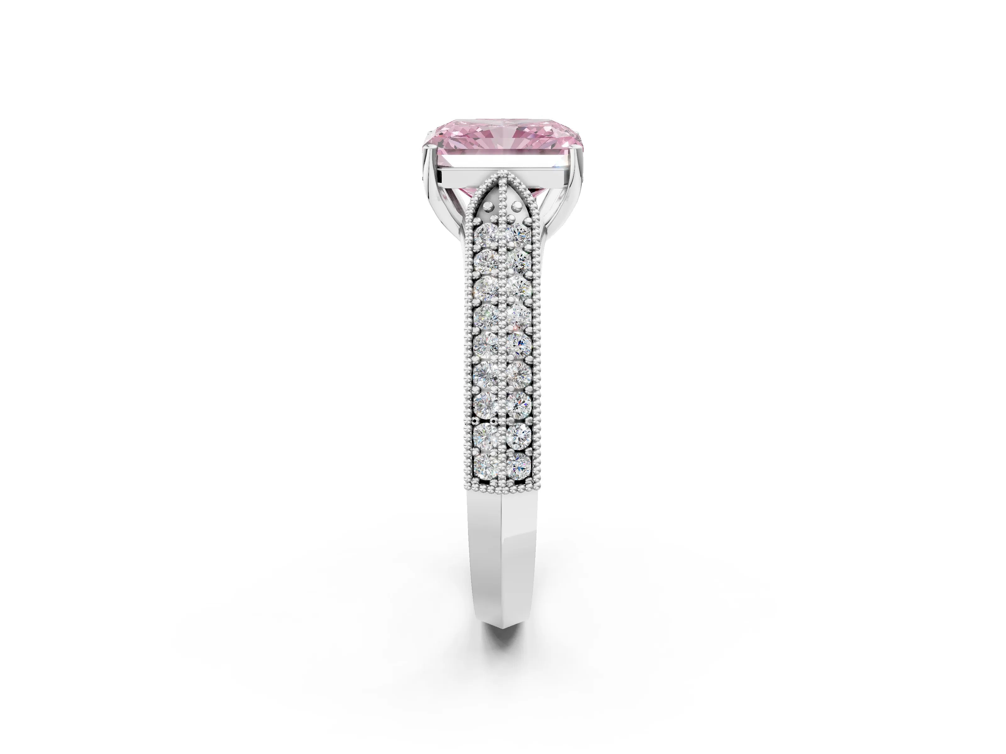 White gold Fancy Pink Radiant Cut Cut Pave Split Shank Engagement Ring with Four-Prong Setting_14
