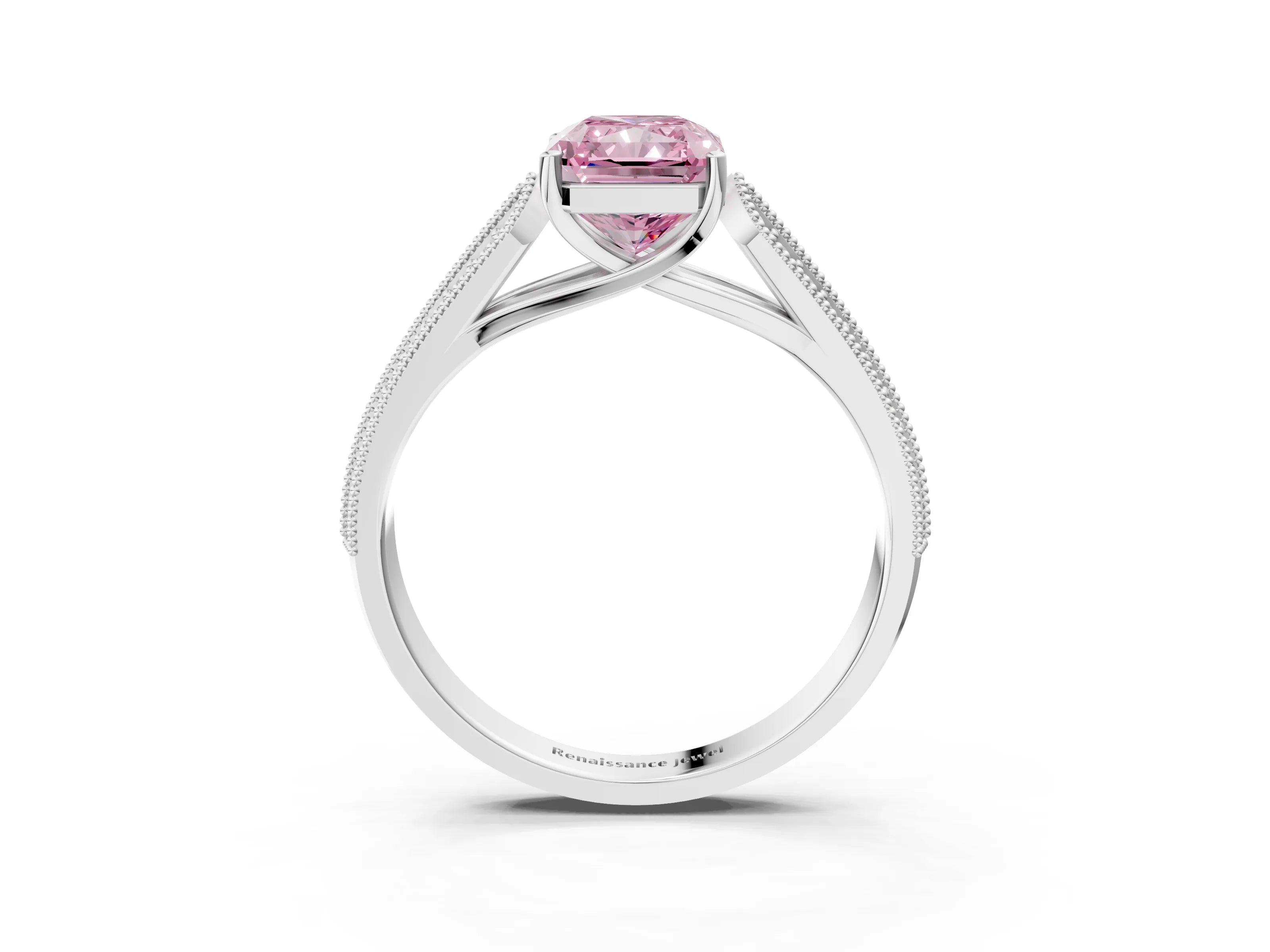 White gold Fancy Pink Radiant Cut Cut Pave Split Shank Engagement Ring with Four-Prong Setting_15