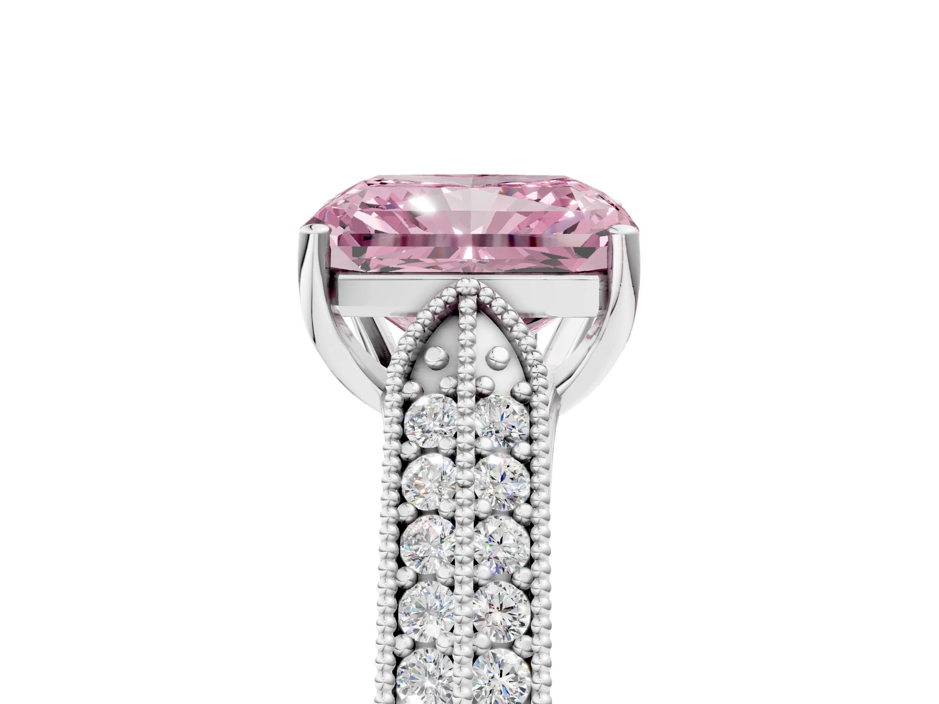 White gold Fancy Pink Radiant Cut Cut Pave Split Shank Engagement Ring with Four-Prong Setting_17