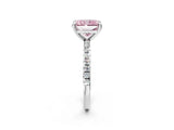 White gold Fancy Pink Radiant Cut Diamond Brilliant Solitaire Ring with Pavé Band and Four-Prong Setting_14