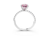 White gold Fancy Pink Radiant Cut Diamond Brilliant Solitaire Ring with Pavé Band and Four-Prong Setting_15