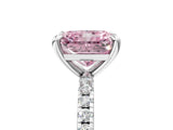 White gold Fancy Pink Radiant Cut Diamond Brilliant Solitaire Ring with Pavé Band and Four-Prong Setting_17