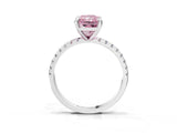 White gold Fancy Pink Radiant Cut Diamond Brilliant Solitaire Ring with Pavé Band and Four-Prong Setting_27