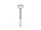 White gold Fancy Pink Radiant Cut Diamond Cathedral Solitaire Ring with Round  Pavé Band_230