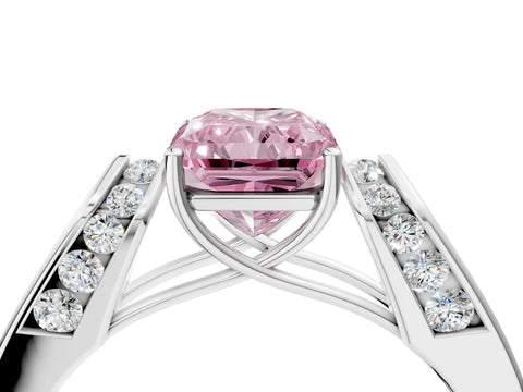 White gold Fancy Pink Radiant Cut Diamond Channel Set Solitaire Ring with Four-Prong Setting_43