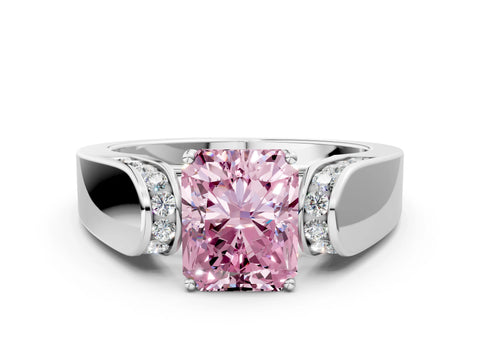 White gold Fancy Pink Radiant Cut Diamond Channel Set Solitaire Ring with Four-Prong Setting_57