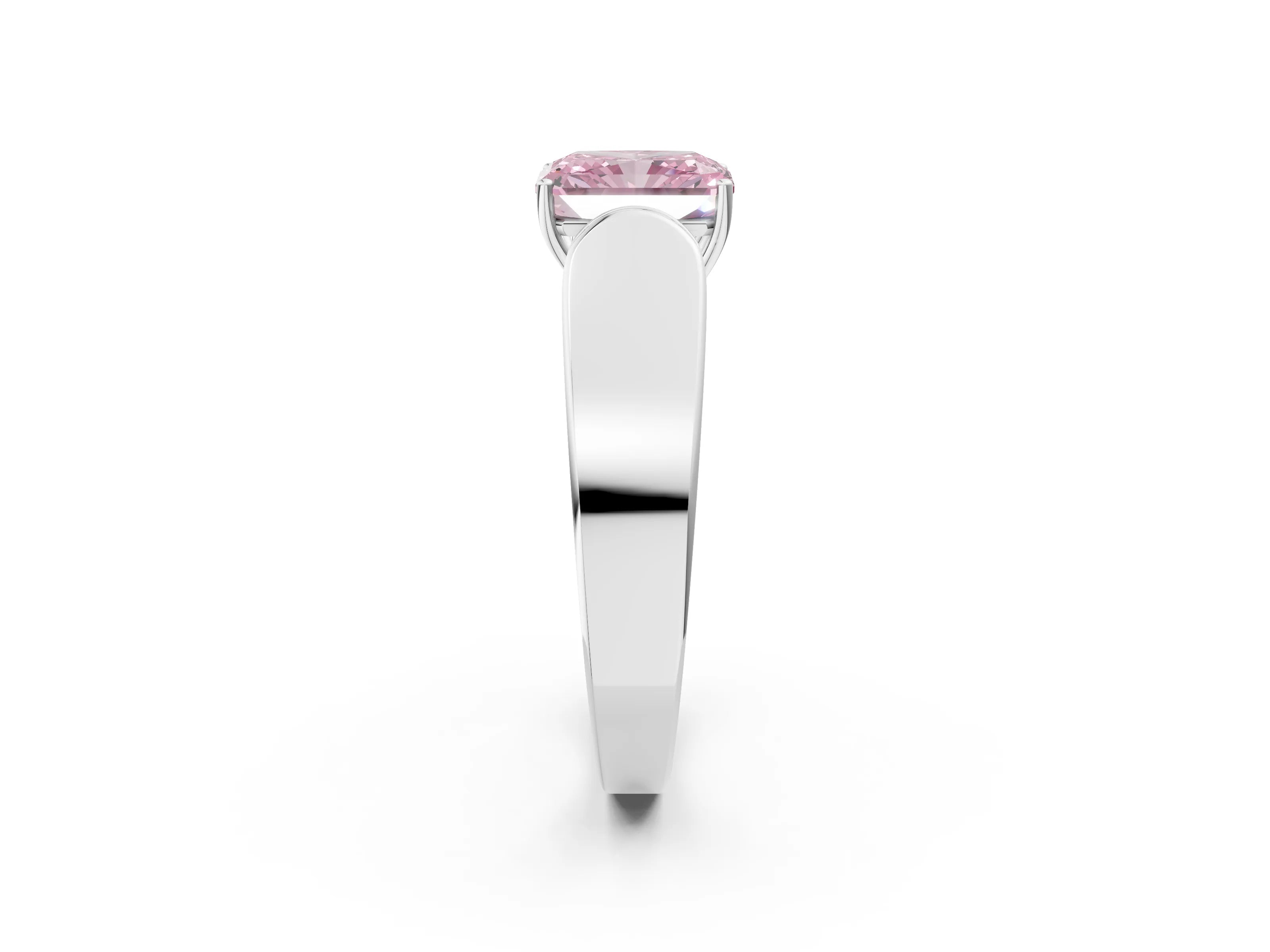 White gold Fancy Pink Radiant Cut Diamond Channel Set Solitaire Ring with Four-Prong Setting_59
