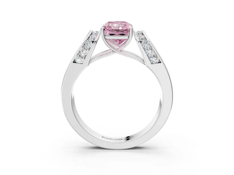 White gold Fancy Pink Radiant Cut Diamond Channel Set Solitaire Ring with Four-Prong Setting_60