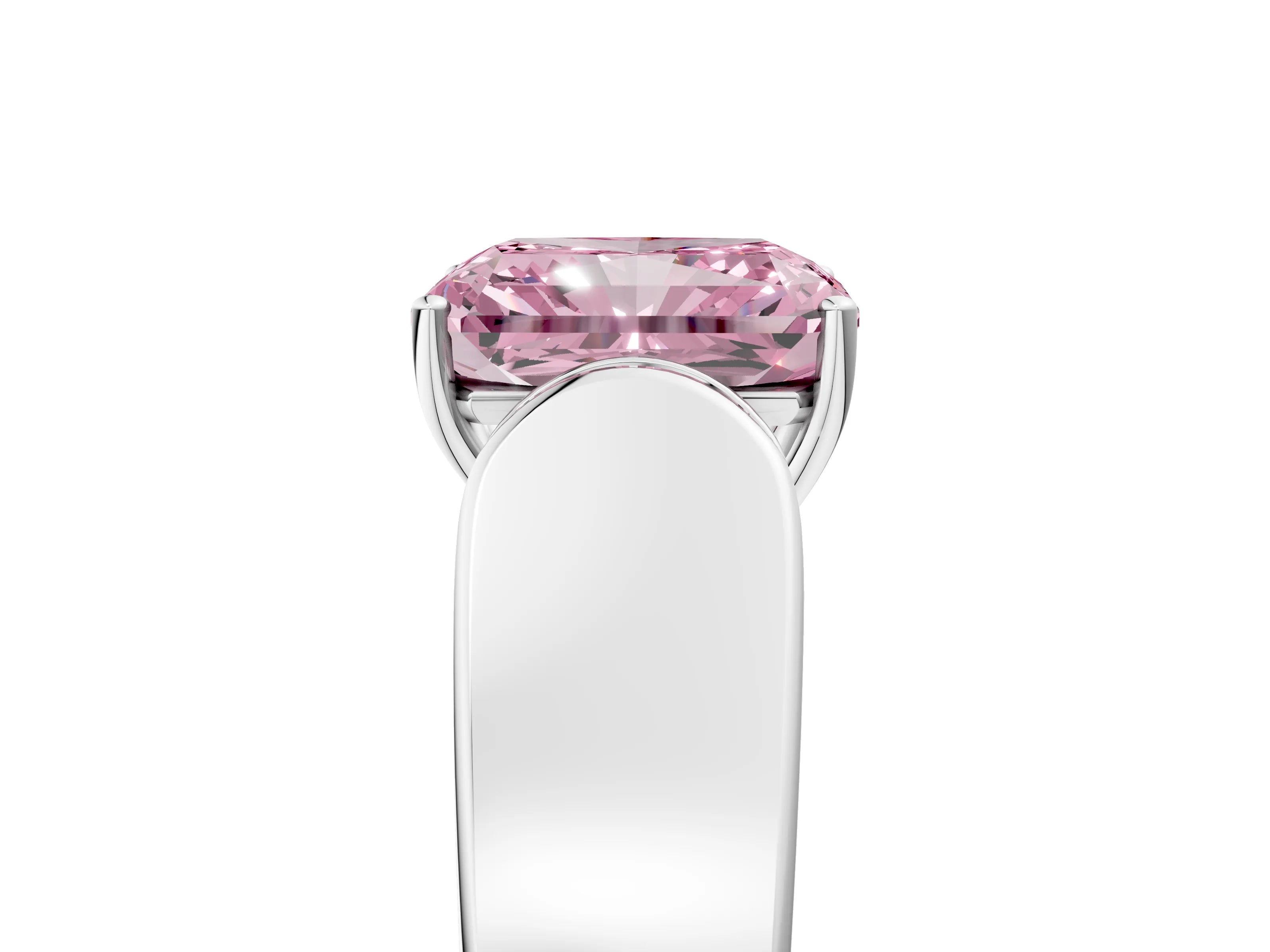 White gold Fancy Pink Radiant Cut Diamond Channel Set Solitaire Ring with Four-Prong Setting_62