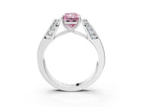 White gold Fancy Pink Radiant Cut Diamond Channel Set Solitaire Ring with Four-Prong Setting_74