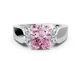 White gold Fancy Pink Radiant Cut Diamond Channel Set Solitaire Ring with Four-Prong Setting_77