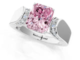 White gold Fancy Pink Radiant Cut Diamond Channel Set Solitaire Ring with Four-Prong Setting_78
