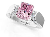 White gold Fancy Pink Radiant Cut Diamond Channel Set Solitaire Ring with Four-Prong Setting_78