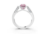 White gold Fancy Pink Radiant Cut Diamond Channel Set Solitaire Ring with Four-Prong Setting_80