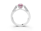 White gold Fancy Pink Radiant Cut Diamond Channel Set Solitaire Ring with Four-Prong Setting_80