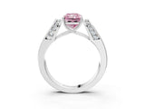 White gold Fancy Pink Radiant Cut Diamond Channel Set Solitaire Ring with Four-Prong Setting_92