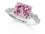 White gold Fancy Pink Radiant Cut Diamond Cluster Pavé Band with Four-Prong Setting_37