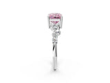 White gold Fancy Pink Radiant Cut Diamond Cluster Pavé Band with Four-Prong Setting_38