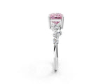 White gold Fancy Pink Radiant Cut Diamond Cluster Pavé Band with Four-Prong Setting_5