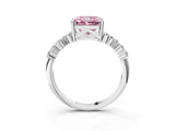 White gold Fancy Pink Radiant Cut Diamond Cluster Pavé Band with Four-Prong Setting_6