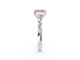 White gold Fancy Pink Radiant Cut Diamond Cluster Side Stone Solitaire Ring with Prong Setting_102