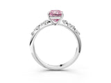 White gold Fancy Pink Radiant Cut Diamond Cluster Side Stone Solitaire Ring with Prong Setting_103