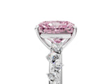 White gold Fancy Pink Radiant Cut Diamond Cluster Side Stone Solitaire Ring with Prong Setting_105