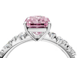 White gold Fancy Pink Radiant Cut Diamond Cluster Side Stone Solitaire Ring with Prong Setting_97