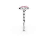 White gold Fancy Pink Radiant Cut Diamond Cushion Halo Ring with Pavé Band_14