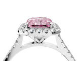 White gold Fancy Pink Radiant Cut Diamond Cushion Halo Ring with Pavé Band_4