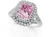 White gold Fancy Pink Radiant Cut Diamond Double Halo Ring with Split Shank and Prong Setting_28