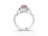 White gold Fancy Pink Radiant Cut Diamond Double Halo Ring with Split Shank and Prong Setting_30