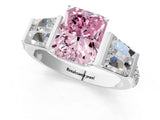 White gold Fancy Pink Radiant Cut Diamond Engagement Ring with Baguette Side Stones and Channel Set Band_21