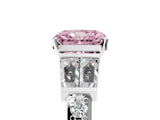White gold Fancy Pink Radiant Cut Diamond Engagement Ring with Baguette Side Stones and Channel Set Band_25