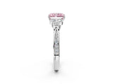 White gold Fancy Pink Radiant  Cut Diamond Engagement Ring with Bezel Set Round Side Stones and Prong Setting_51