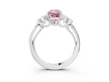White gold Fancy Pink Radiant  Cut Diamond Engagement Ring with Bezel Set Round Side Stones and Prong Setting_52