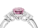 White gold Fancy Pink Radiant  Cut Diamond Engagement Ring with Bezel Set Round Side Stones and Prong Setting_52
