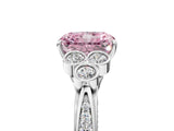 White gold Fancy Pink Radiant  Cut Diamond Engagement Ring with Bezel Set Round Side Stones and Prong Setting_54