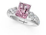 White gold Fancy Pink Radiant  Cut Diamond Engagement Ring with Pavé Band and Four-Prong Setting_4